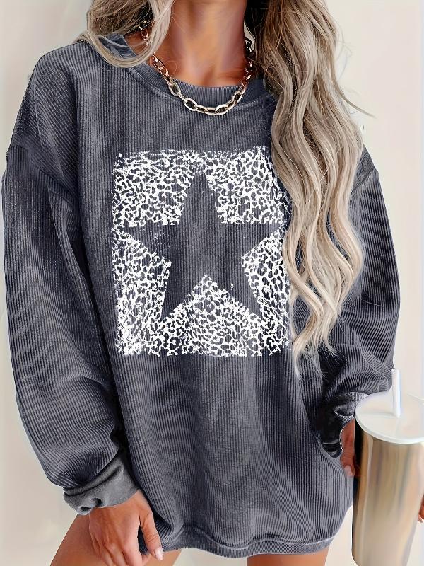 Aubriella | Drop shoulder sweatshirt with star print