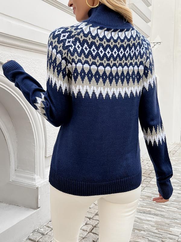 Salma | Geo pattern knit sweater