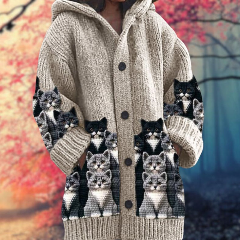 Elsie | Warm women's sweater with buttons and hood