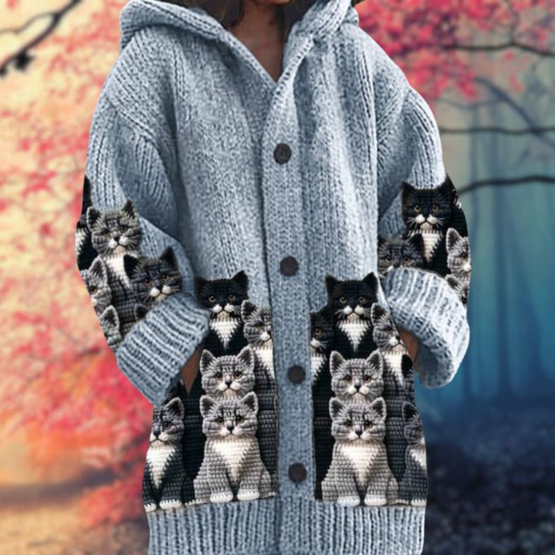 Elsie | Warm women's sweater with buttons and hood