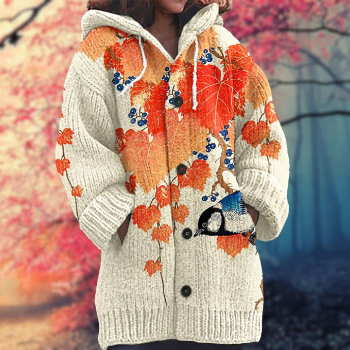 Elsie | Warm women's sweater with buttons and hood