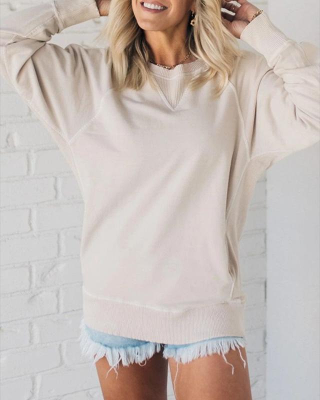 Corina | Ribbed accent pocketed sweater