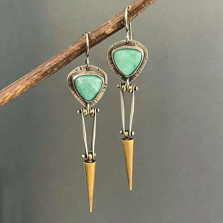 Maria | Green resin stone boho ethnic earrings