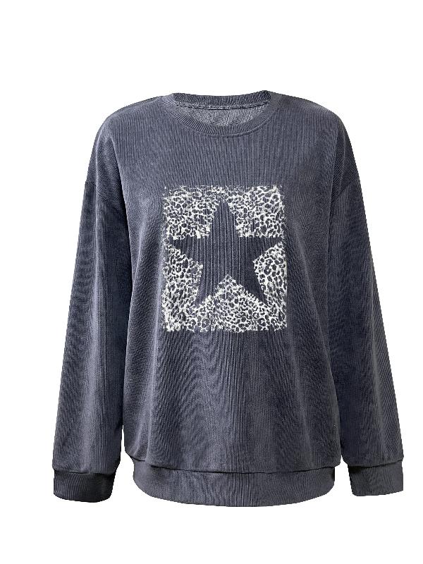 Aubriella | Drop shoulder sweatshirt with star print