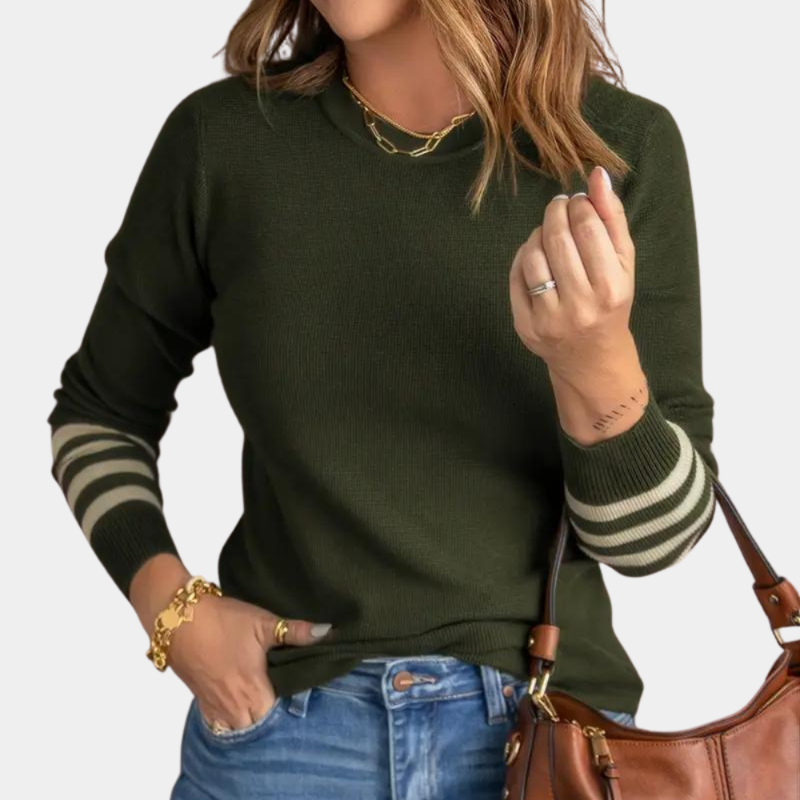 Melany | Elegant women's sweater with striped sleeves