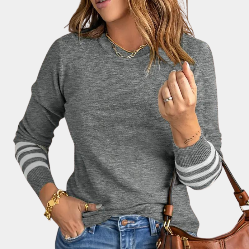 Melany | Elegant women's sweater with striped sleeves