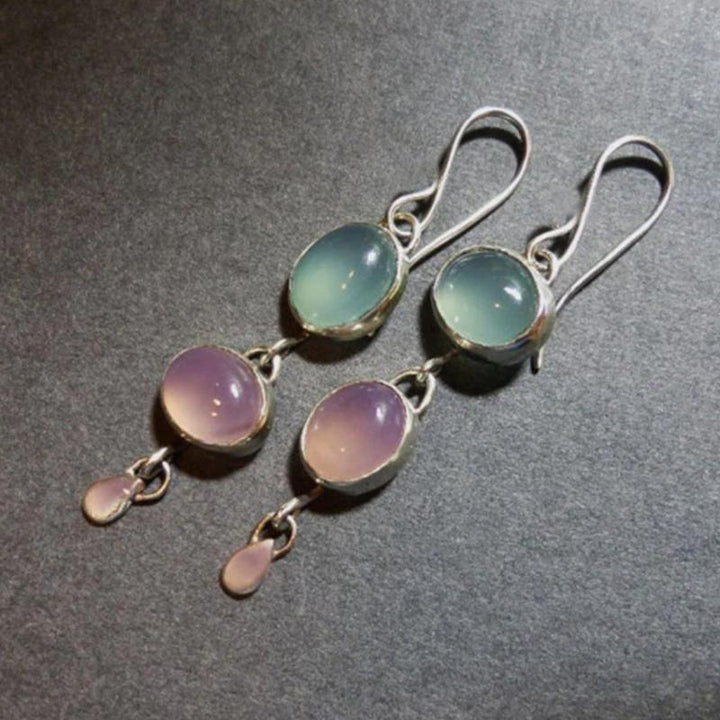 Dorreen | Silver boho bicolour crystal earrings