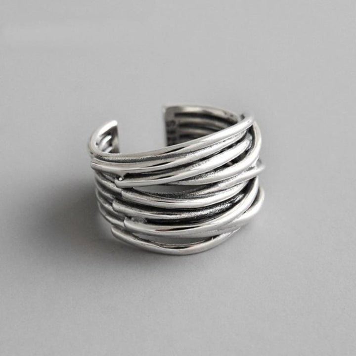 Shiela | 925 Sterling Silver Adjustable Layered Ring