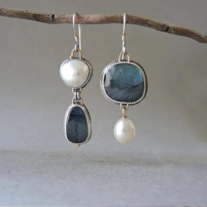 Lovella | Vintage blue stone pearl earrings