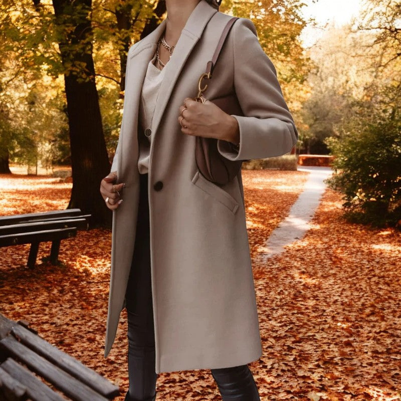 Cyril | Elegant woolen long coat for women