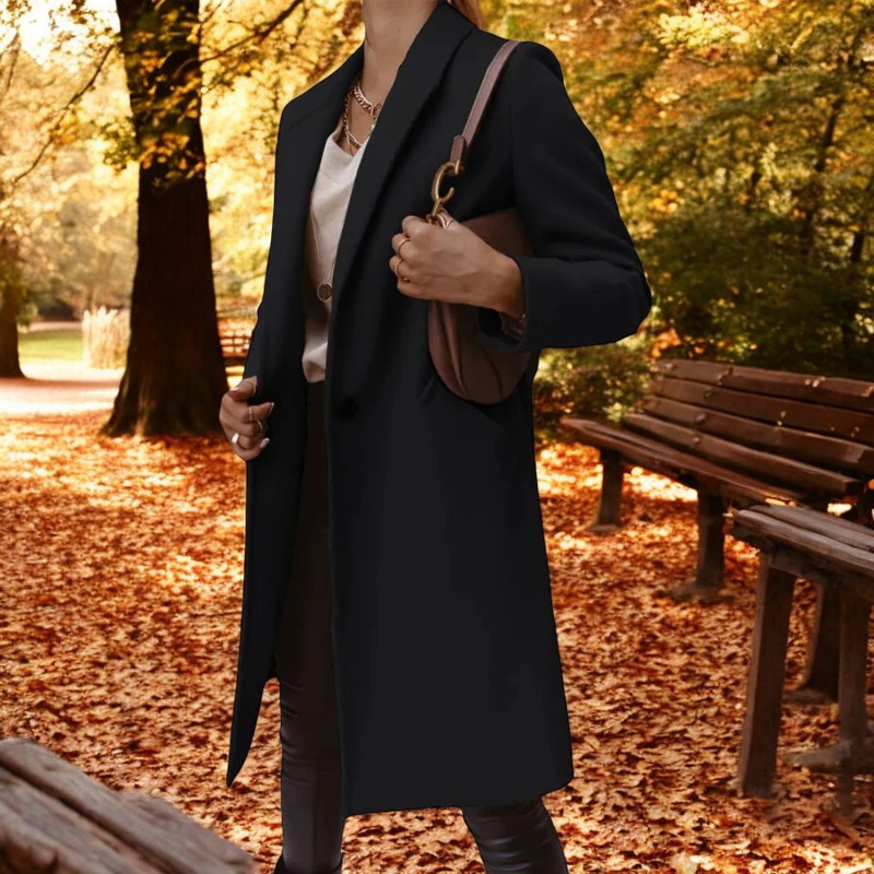 Cyril | Elegant woolen long coat for women