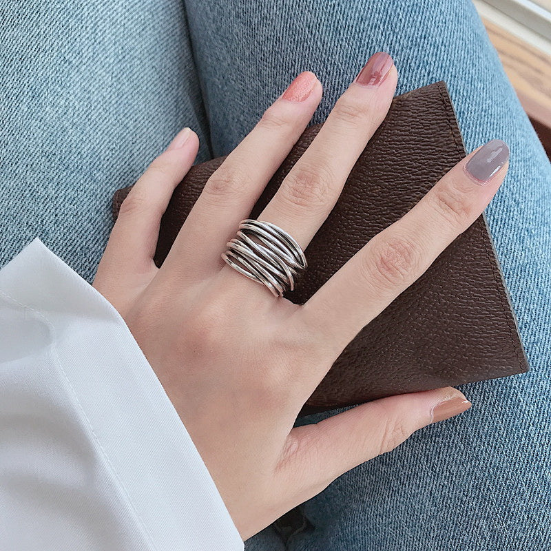 Shiela | 925 Sterling Silver Adjustable Layered Ring