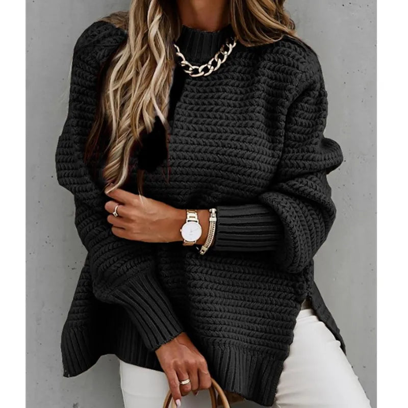 Alexa | Knitted half turtleneck sweater