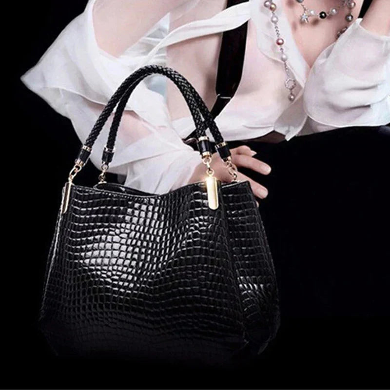 Vivenza | Durable Elegance Handbag with Crocodile Pattern