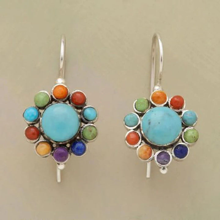 Elisse | Multicoloured turquoise round earrings