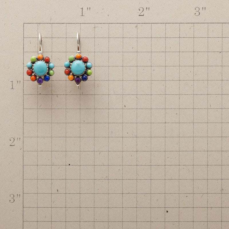 Elisse | Multicoloured turquoise round earrings