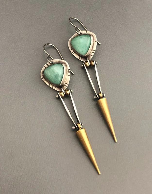 Maria | Green resin stone boho ethnic earrings