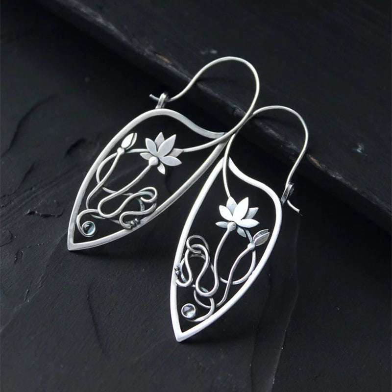 Helen | Sterling silver lotus flower earrings