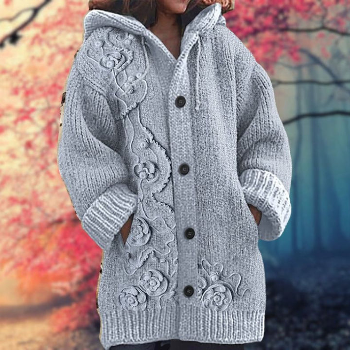 Elsie | Warm women's sweater with buttons and hood