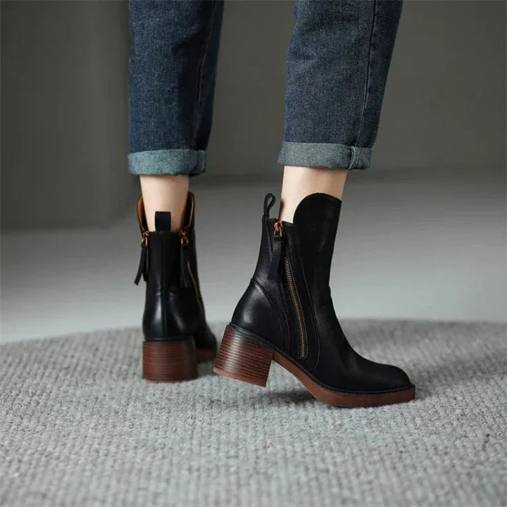 Ines - Leather zip ankle boots