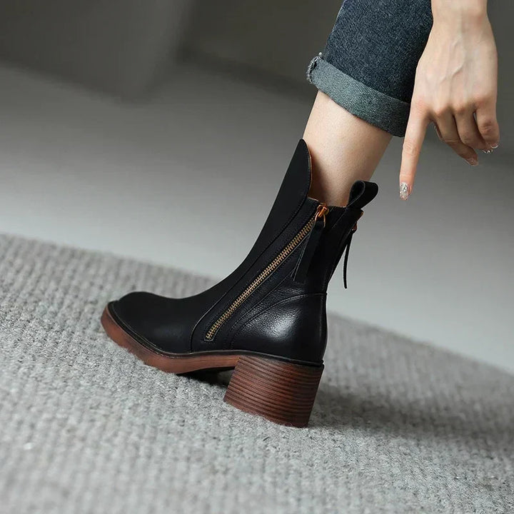 Ines - Leather zip ankle boots