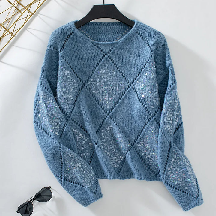 Dianna | Scandinavian sequin hollow knit sweater