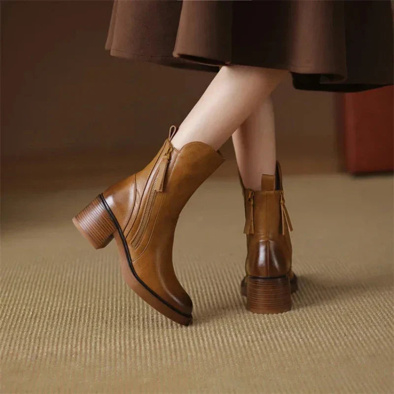 Ines - Leather zip ankle boots