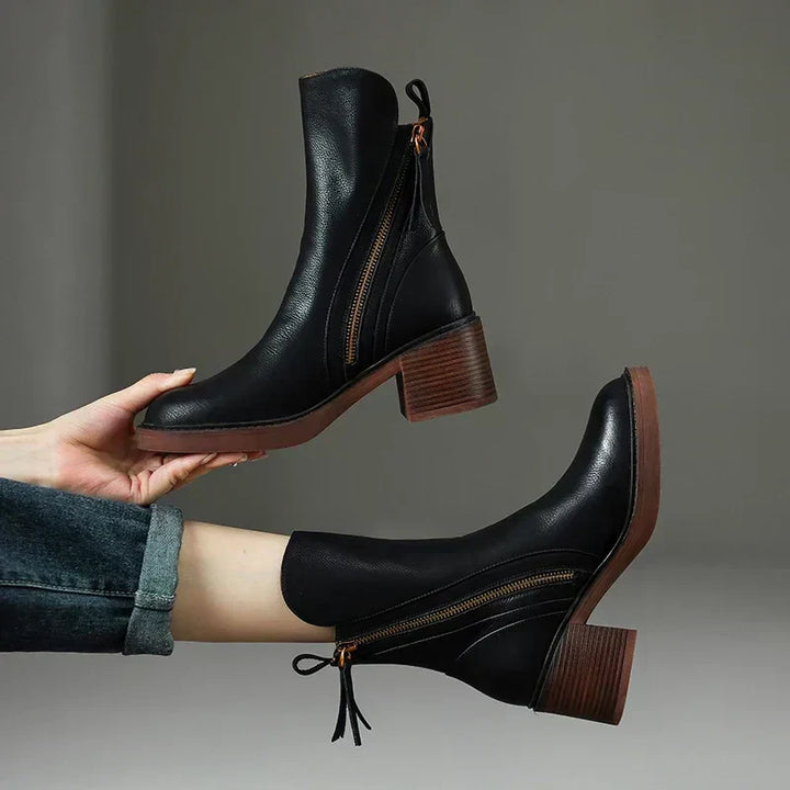 Ines - Leather zip ankle boots