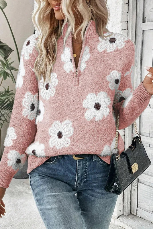 Charlene | Floral zip sweater