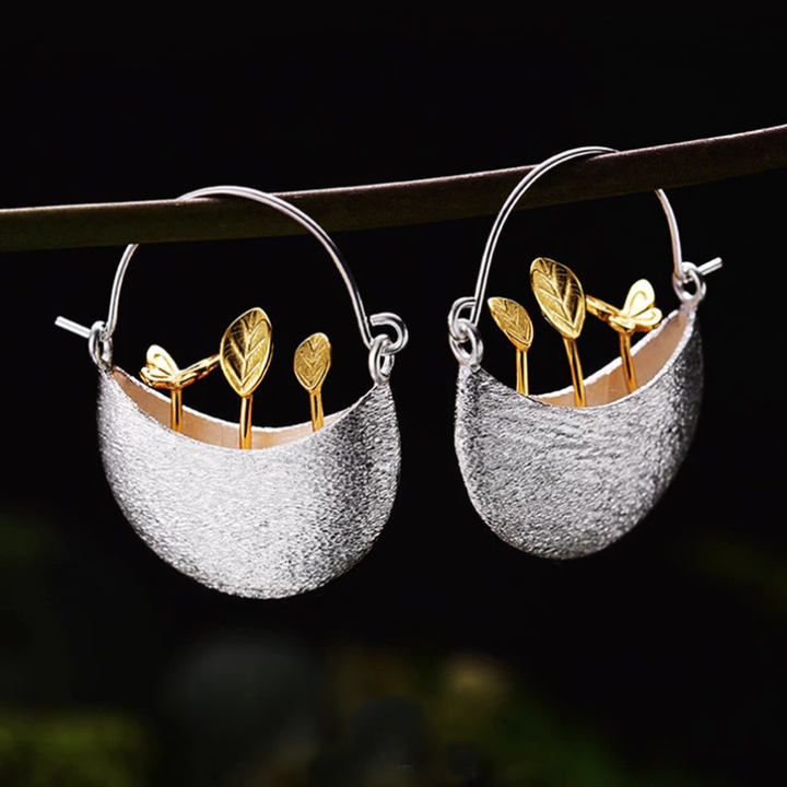 Fernanda | Gold plated floral basket earrings in silver