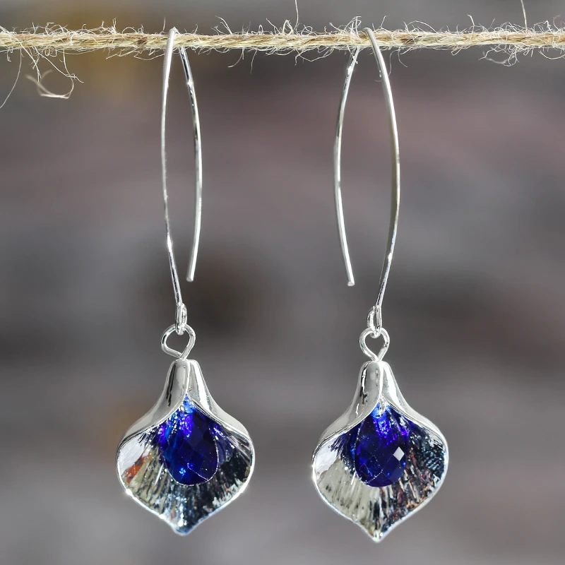 Eva | Vintage blue stone earrings in silver