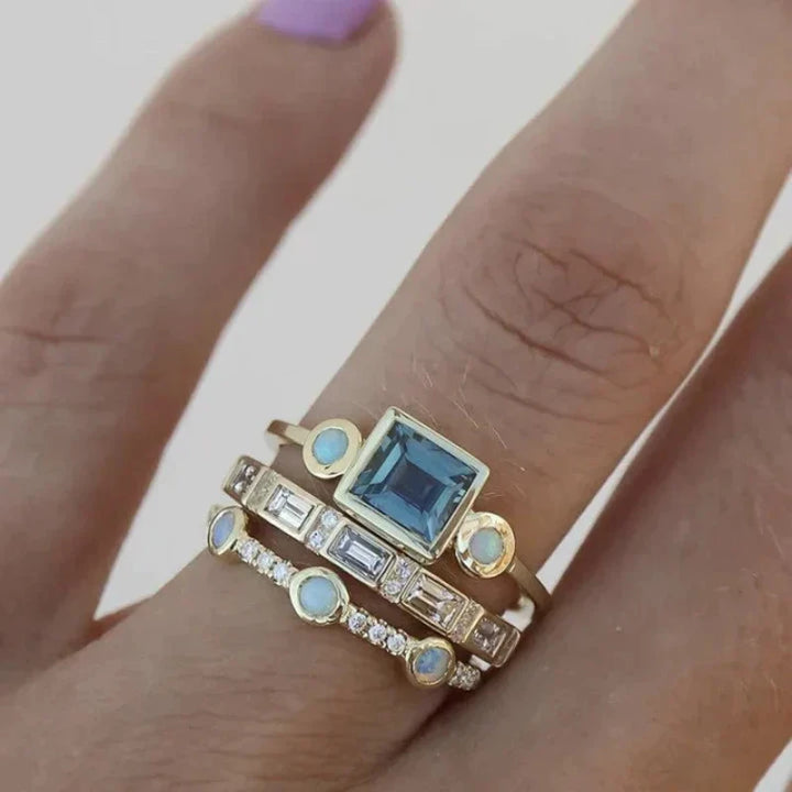 Jersey | Vintage blue crystal ring set