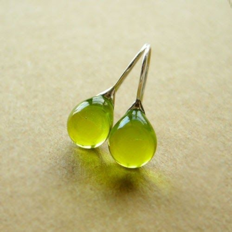 Lydia | Vintage olive glass earrings