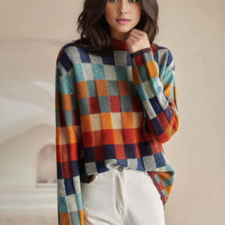 Brynlee | High-neck patchwork sweater