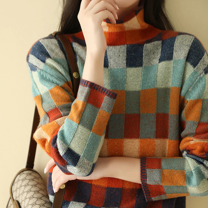 Brynlee | High-neck patchwork sweater